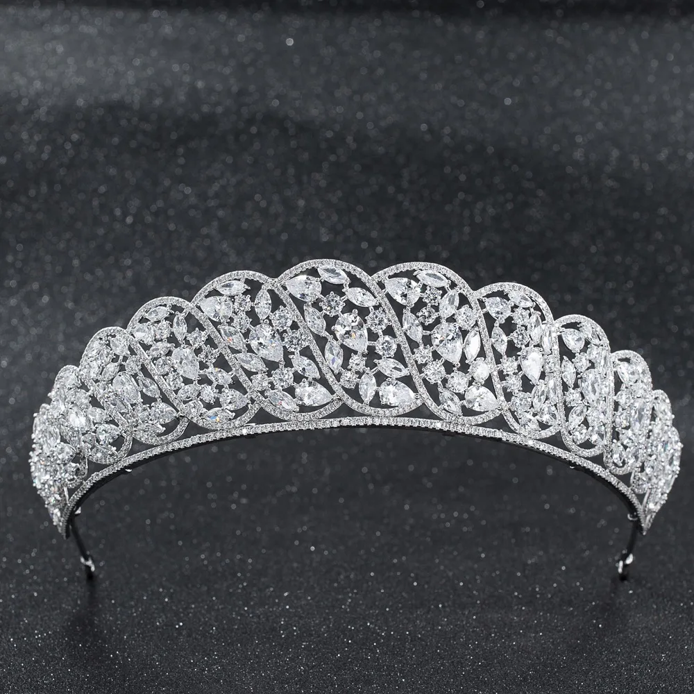 

Crystals CZ Cubic Zirconia Wedding Bridal Tiara Diadem Crown Women Prom Hair Jewelry Accessories CH10251