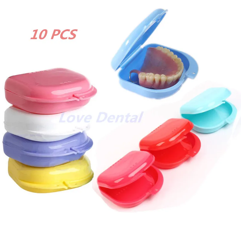 

10 Pcs Hign Quanlity Compact Colorful Dental Orthodontic Retainer Box/Case mouthguards biteguards dentures Sport Guard