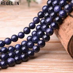 REGELIN Beads Wholesale 4mm 6mm 8mm 10mm 12mm 14mm Blue Quartz Green Aventurine Bead Loose Beads DIY Jewelry Findings