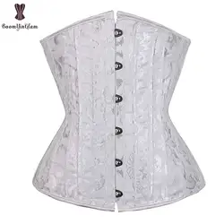 Underbust Spiral Steel Boned Corset Jacquard Floral Corsets Women Plus Size Korset Solid White Black Busk Waist Slimming Bustier