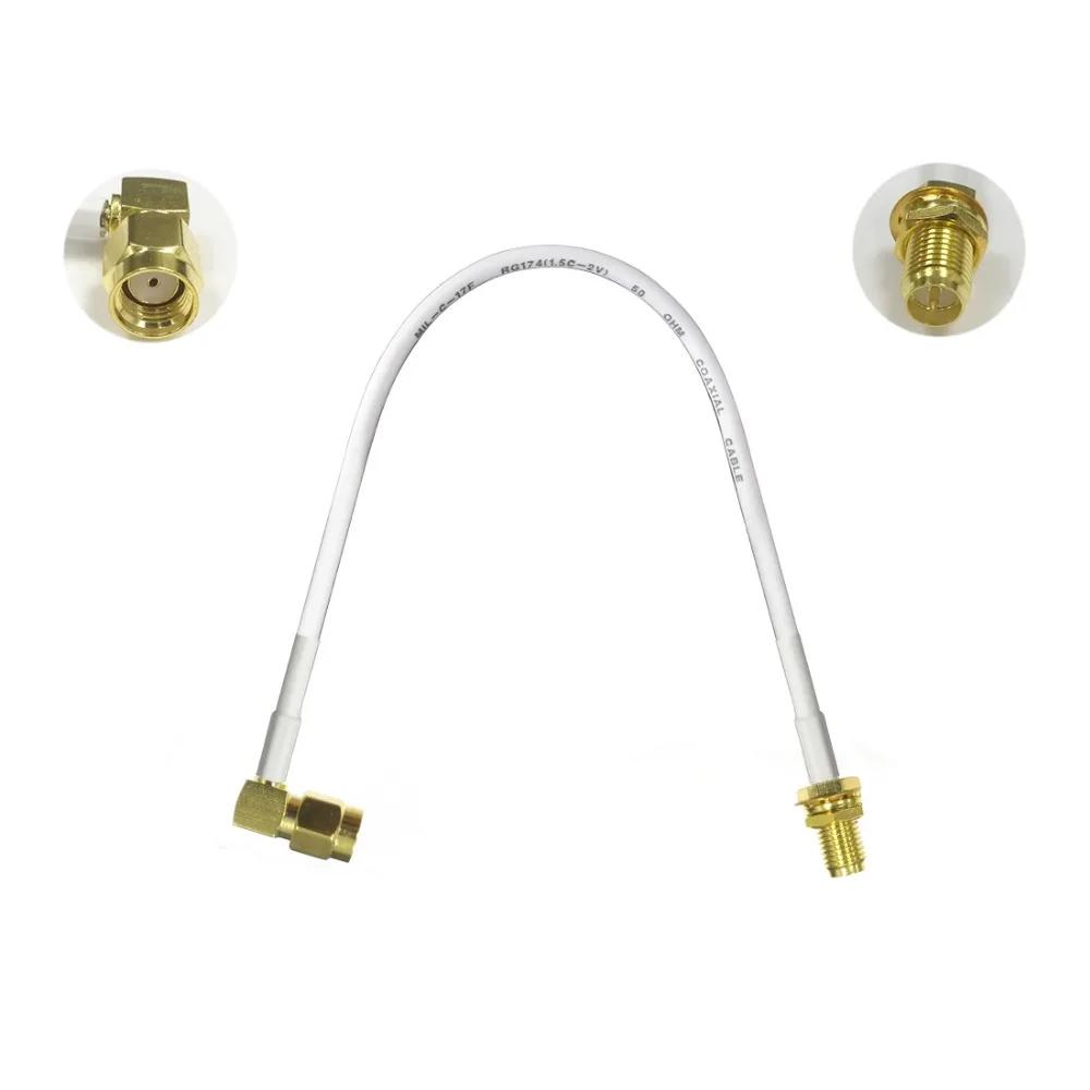 1PC RP-SMA Male right angle plug to RP-SMA famale nut 15cm 30cm 50cm low loss high quality for wifi antenna anti-corrosive