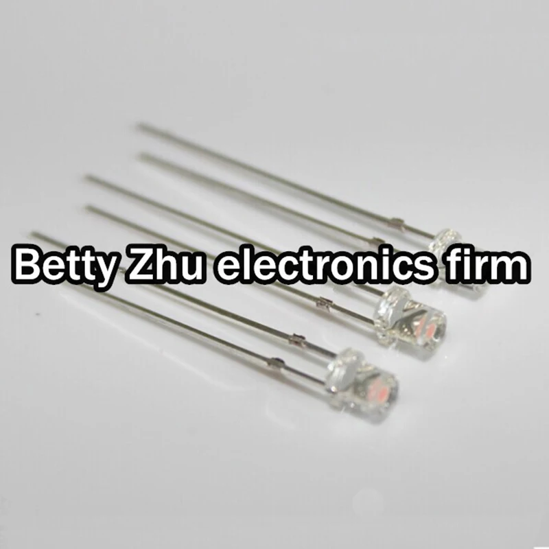 1000PCS/LOT F3 / 3mm flat head with side long-legged Transparent shell Pink 660nm line LED light-emitting diode