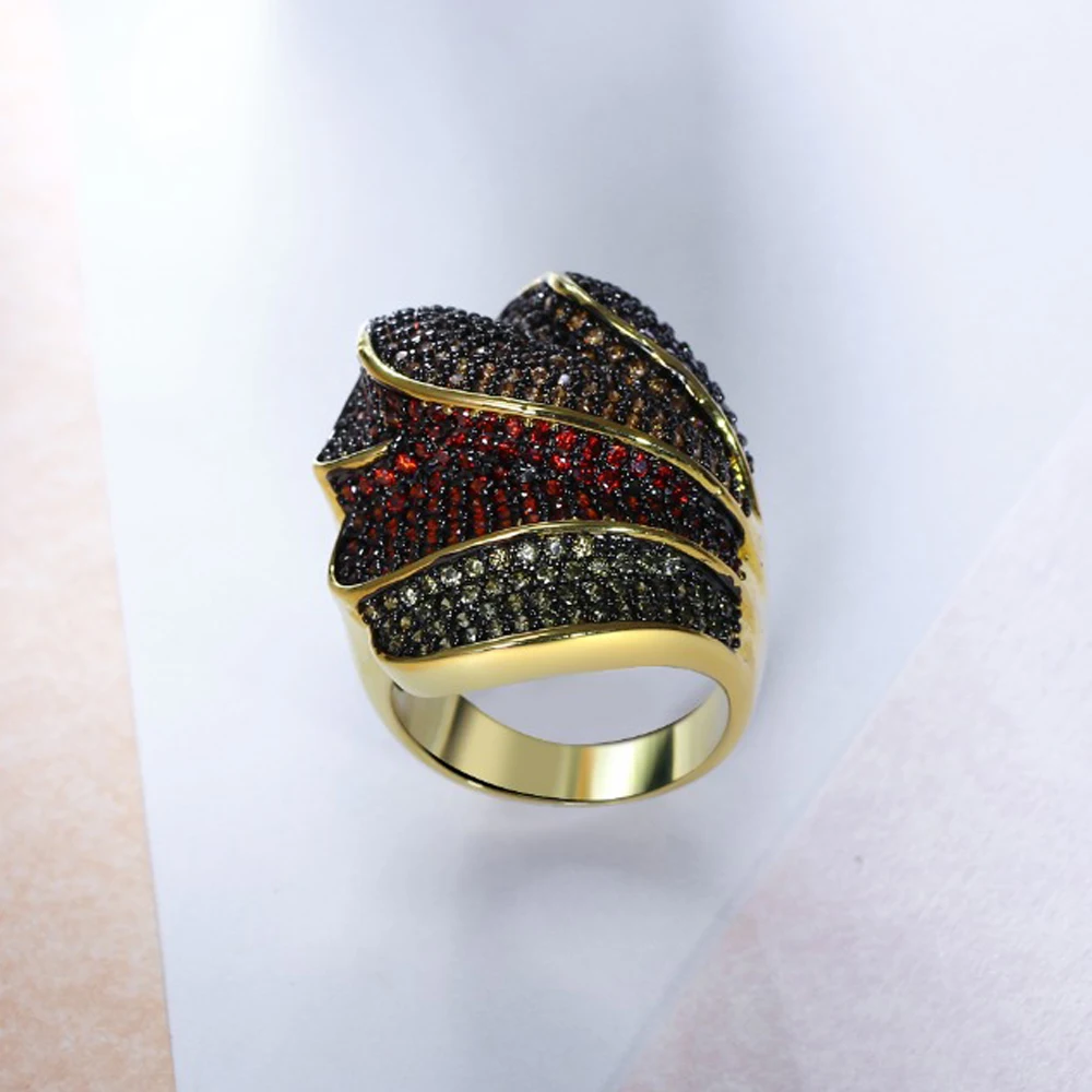 Colorful crystal big ring bijuteria feminina fashion Jewelry Gold Multi color Ring\'s for party Stunning Luxury jewellery