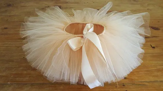 Cute Baby Girls Champagne Tutu Skirts Infant Ballet Tutus Pettiskirt with Ribbon Bow Newborn Birthday Party Costume Skirts
