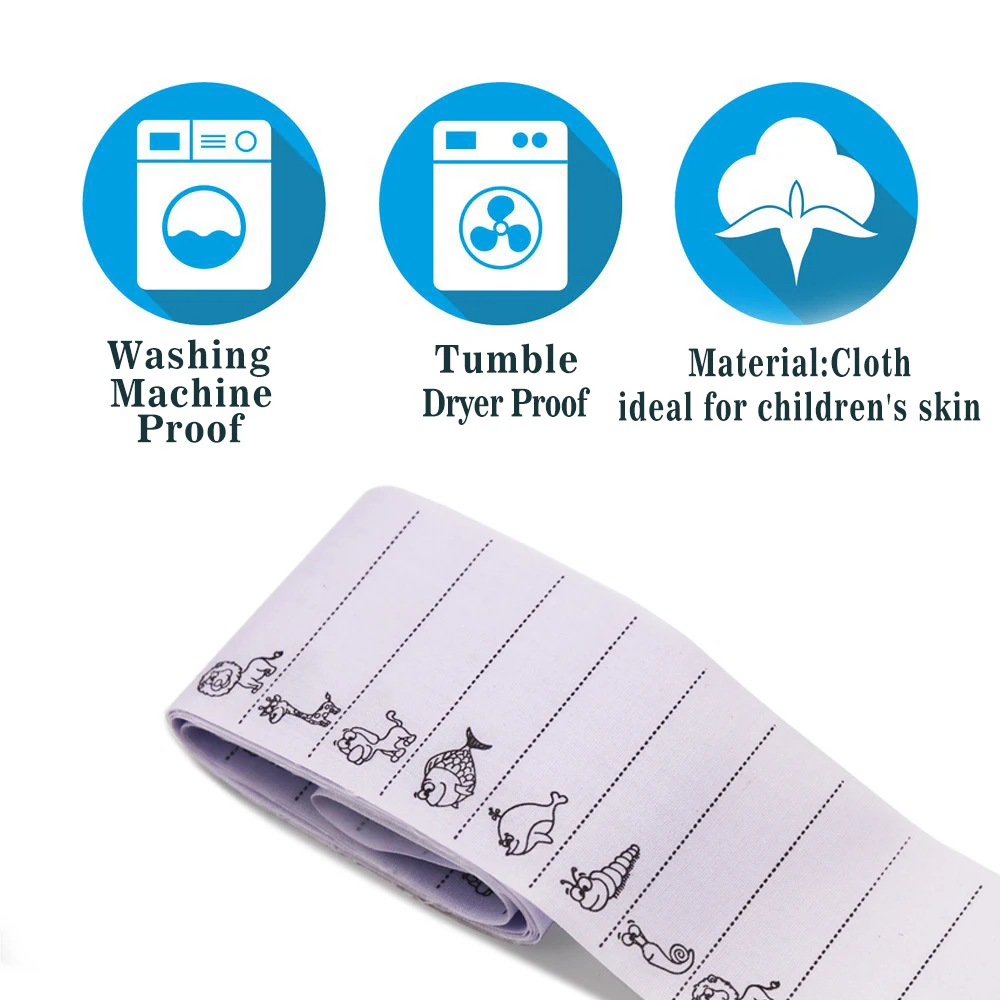 100pcs/pack White Name Labels Washable Iron on Labels Garment Fabric Tags Marker Set for Shcool Clothes Sewing Accessories