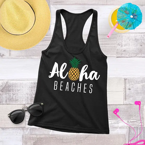 Personalized pineapple Bridesmaids Bride Tank tops Aloha Beaches Bachelorette bridal shower t Shirts wedding Party favors