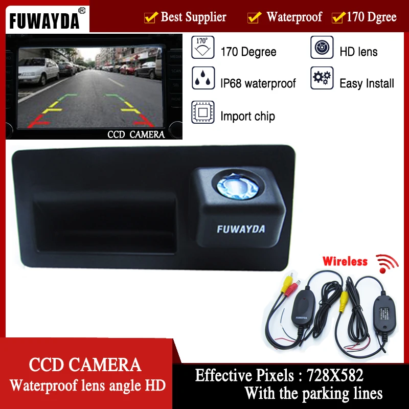 FUWAYDA wrieless Night Vision waterproof  180 degree CCD Car Rear View Reverse parking handle Camera for Audi A4 A6 A8L S5 Q3 Q5