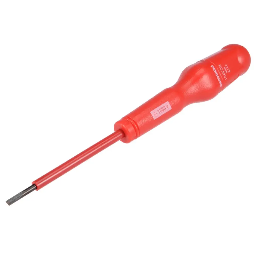 UXCELL Magnetic Electrical Screwdriver 1000v Slotted Insulated Screwdriver 3x75mm for Professional in DIY Hand-making Automotive