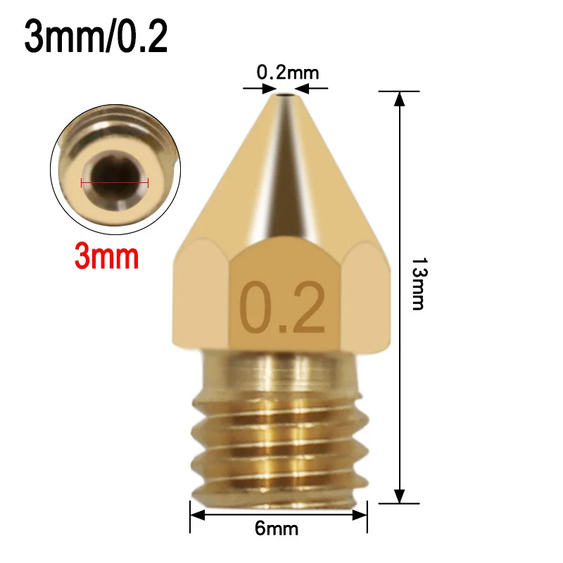 Boquilla extrusora MK8 para impresora 3D Makerbot Anet A8 Creality CR-10 S4, 0,1, 0,2, 0,3, 0,4, 0,5, 0,6, 0,8, 1,0, 1,75mm, 3,0mm, mm