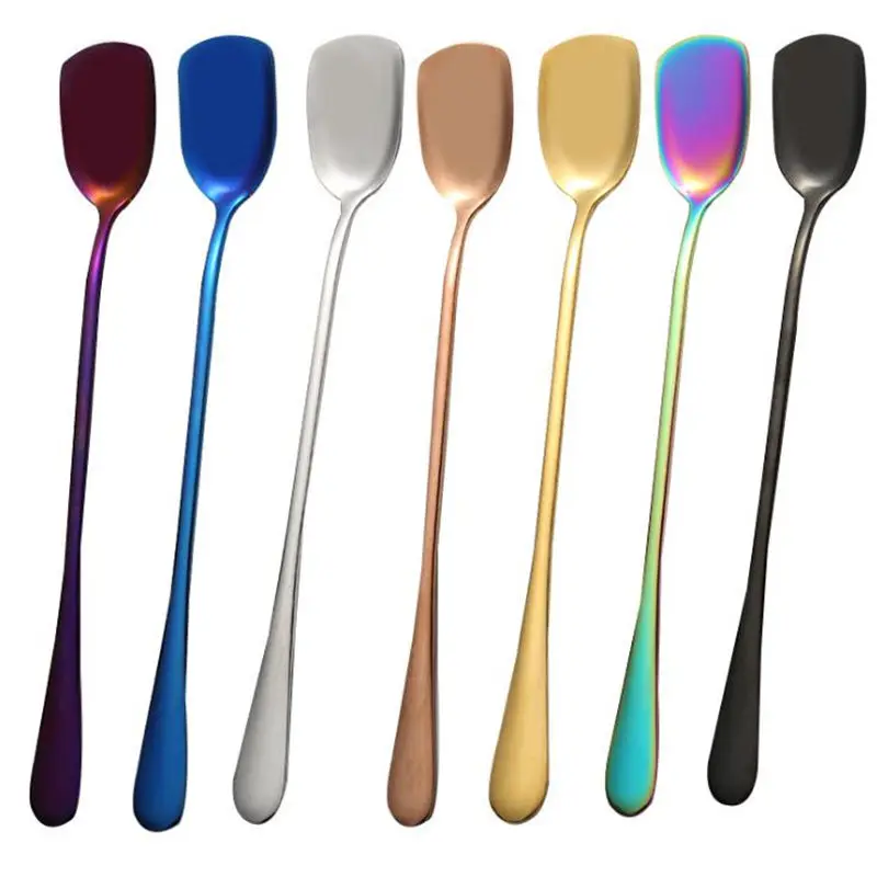 Stainless Steel Spoon Dessert Ice Cream Coffee Spoon Stirring Teaspoons Coffee Spoon Flatware Set F20173512