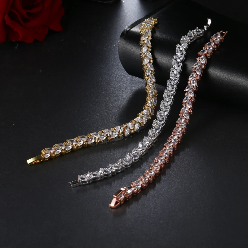 EMMAYA New Trendy 2017 Unique Jewelry Rose Gold Color Charm AAA+ CZ Crystal Female Bracelets Bangles For Women
