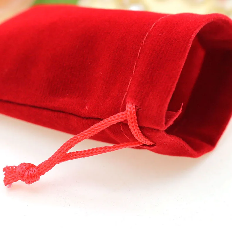 7*9cm 300pcs Red Velvet Bags For Jewelry Pouch Gift Bag Package With Drawstrings Bag Wedding/necklace Diy Women Flannel Display