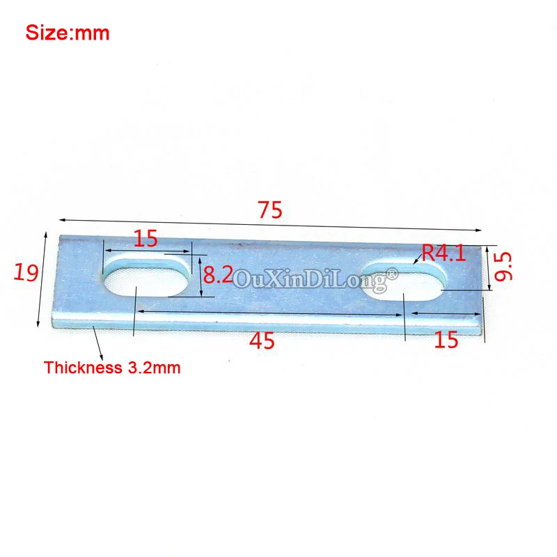 50PCS Metal Straight Flat Corner Braces 3.2x75x19 Furniture Splicing Code Board Frame Shelf Support Brackets Connecting Fittings