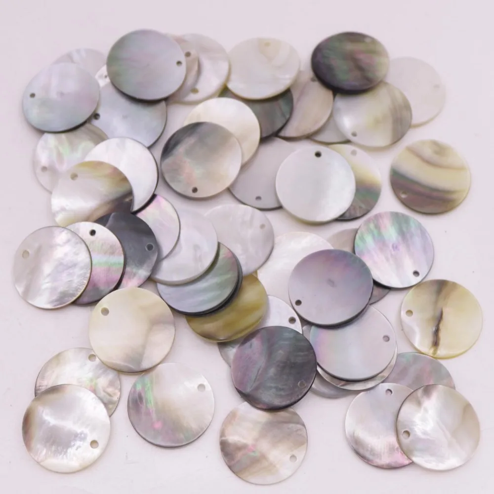 50 PCS 10mm 15mm 20mm Natural Black Coin Shell Mother of Pearl  Jewelry Making DIY