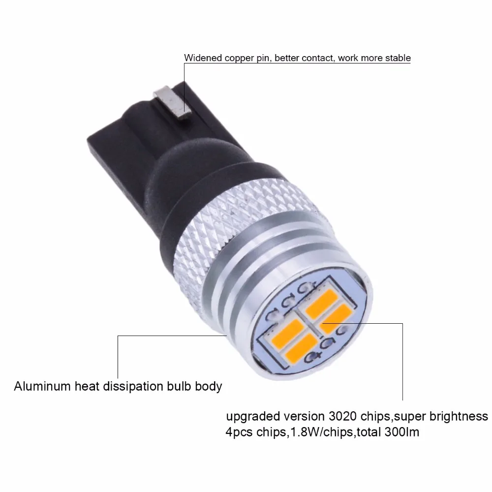 Katur T10 W5W 168 Led Lampen Interieur Verlichting Klaring Zijmarkeringslichten Kentekenverlichting 3020 Chip 450Lm T10 6000K 4300K