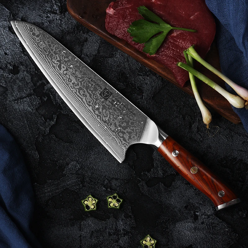 FANGZUO 8.5inch Chef Knives High Carbon VG10 Japanese 67layer Damascus Kitchen Knife Stainless Steel Gyuto Knife Rosewood Handle