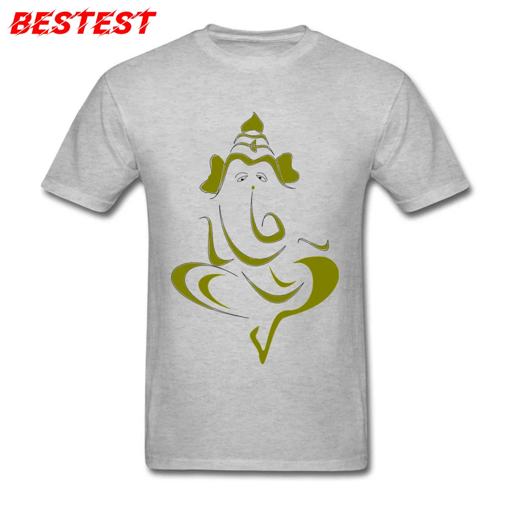 Ganesha T-shirt Grey Green T Shirt For Men Cotton Tshirt Indian God Abstract Art Design Clothing Father Day Gift Tops Tees New