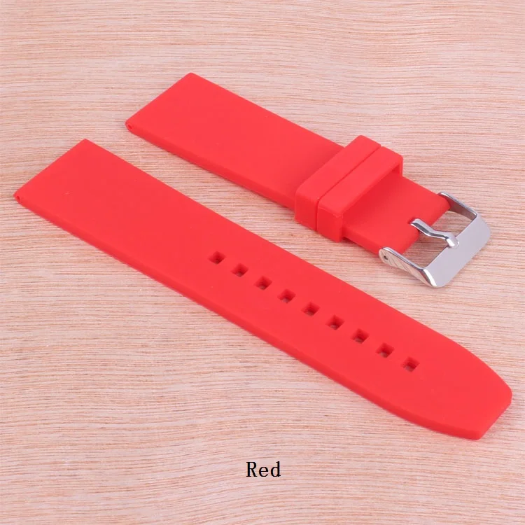 Silicon Rubber 16/18/20/22/24/26/28mm Bright-Colored Solid Watch Multi Color Army Military watchbands Strap Bands Buckle 18mm