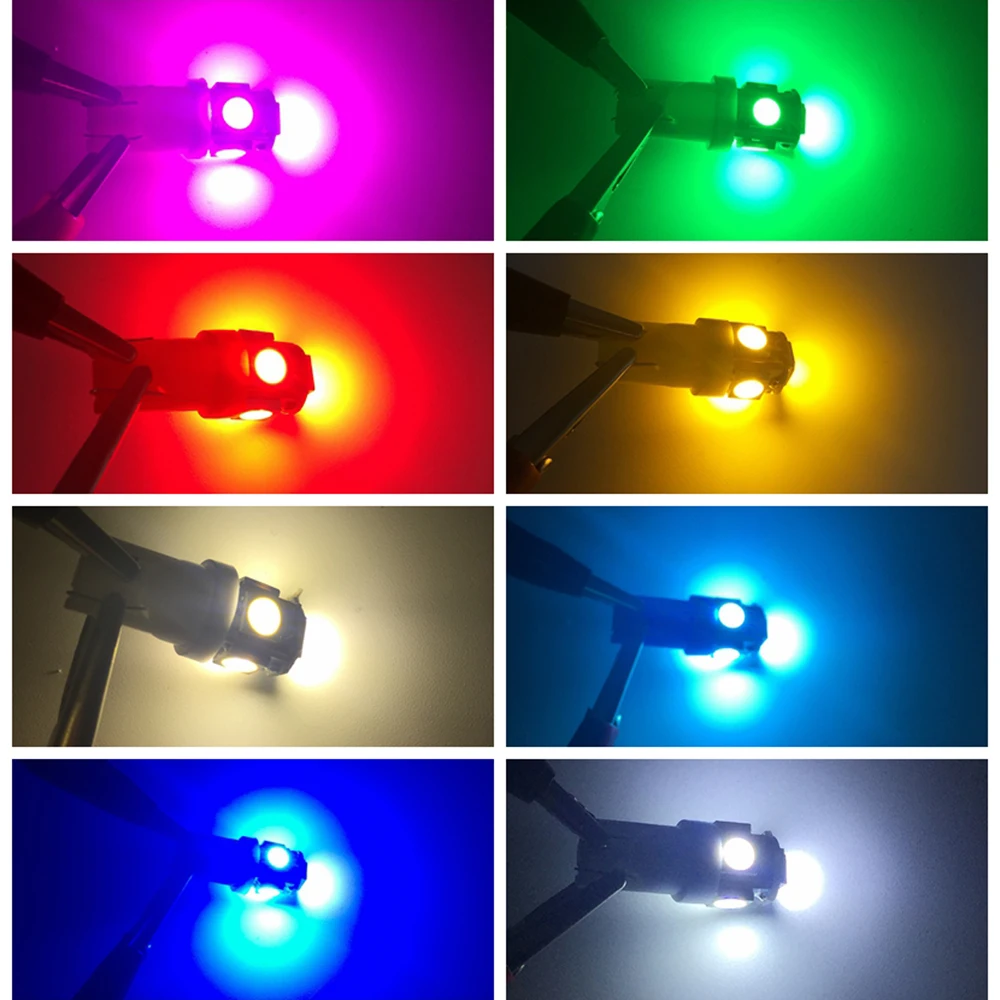 YSY 10x 24V LED T10 194 168 W5W 5 SMD 5050 5SMD LED Wedge Light Bulb Lamp White Green Blue Red Yellow 24V DC t10 5smd 5050 5led