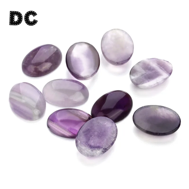 10pcs Natural Stone Oval Flatback 10x14/13x18/18x25mm Amethyst Cabochon Spacers For DIY Jewelry Making Earrings Accessories