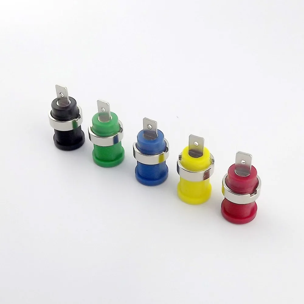 5pcs 4mm Banana Jack Socket Binding Post Step type Panel Mount Test Probe Adapter 5 Colors Black/Red/Yellow/Green/Blue