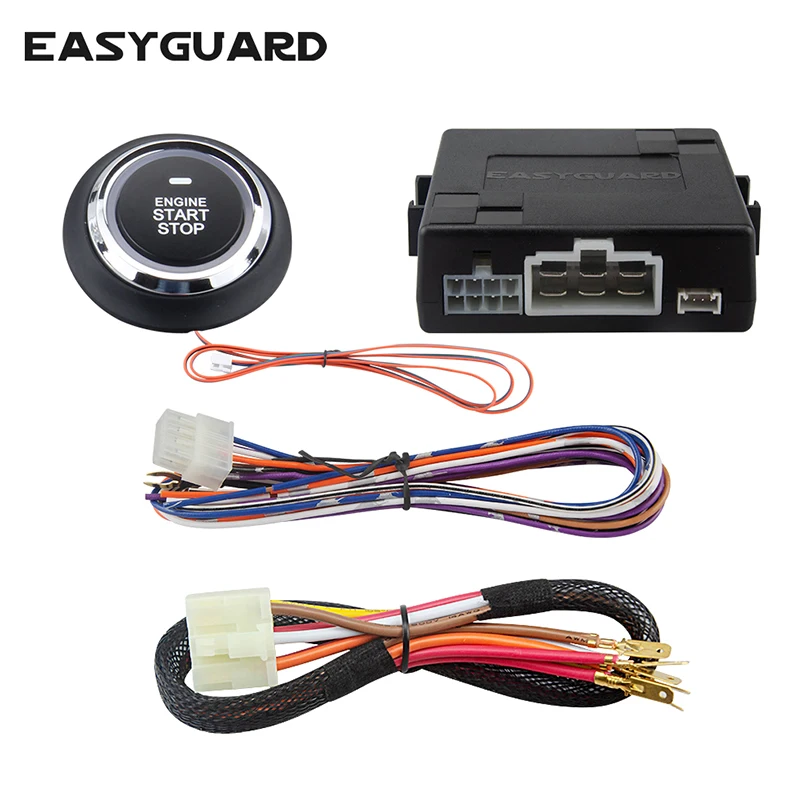 EASYGUARD Push engine start button kit with remote start optional for automatic gear car can work with original key fob DC12V