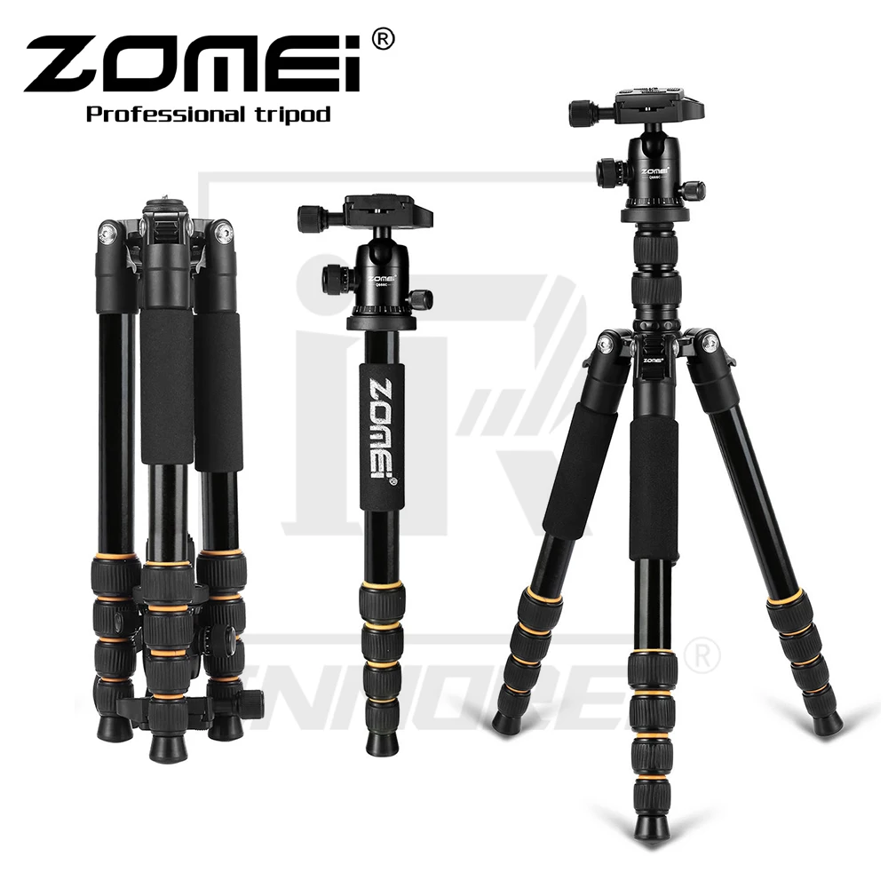 Nowy ZOMEI Q666 profesjonalny zestaw statywu ze stopu Aluminium Monopod Ballhead do podróży aparat DSLR lekki kompaktowy przenośny stojak