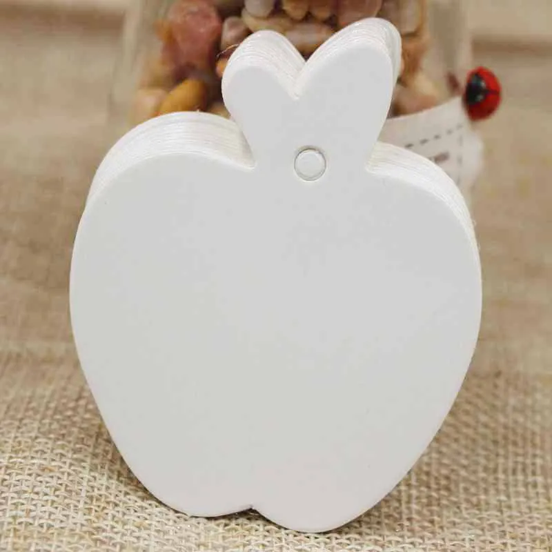 50pcs 2018 zerongE jewelry Apple Shape Clothes Kraft Paper Hang Tags white/black Wedding Party Favor Label Price Gift Cards tag