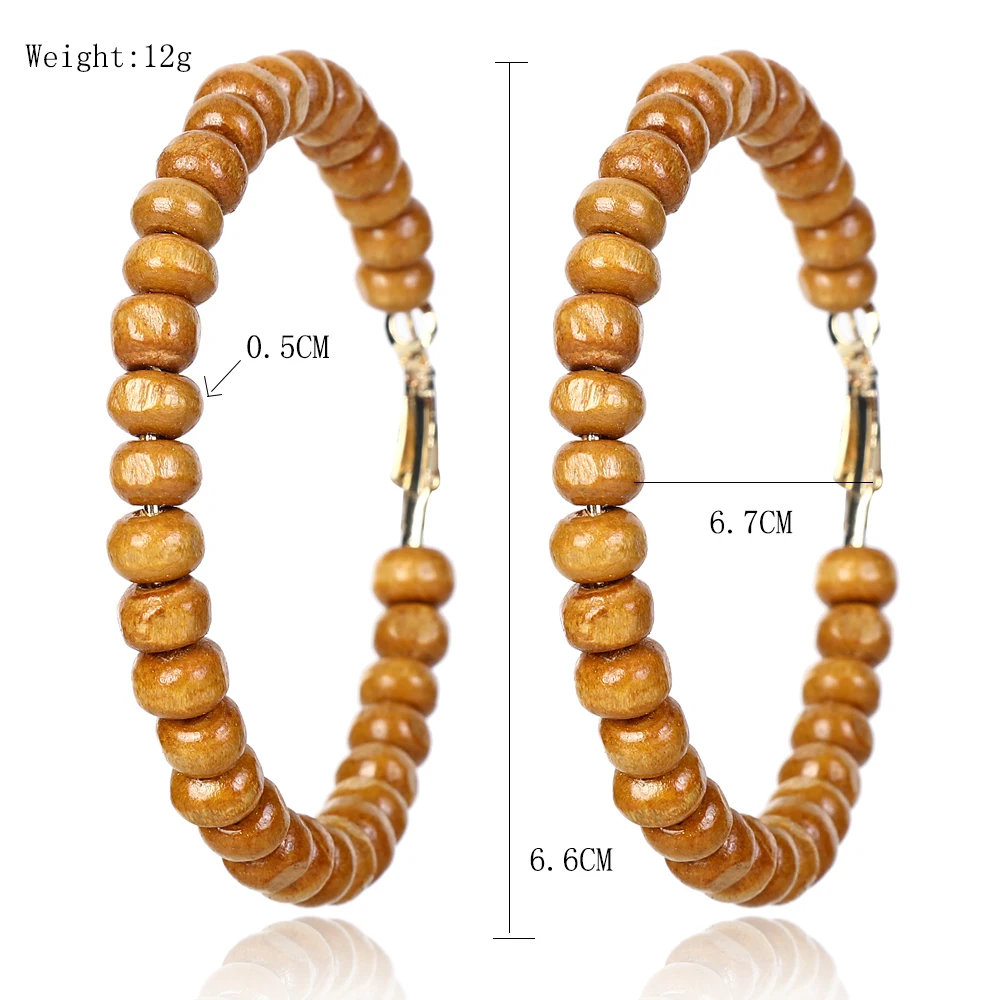 YAOLOGE High Quality Handmade Ethnic Oversize Geometric Long Drop Earrings For Women Bamboo Wooden Dangle Earrings Jewelry Gift