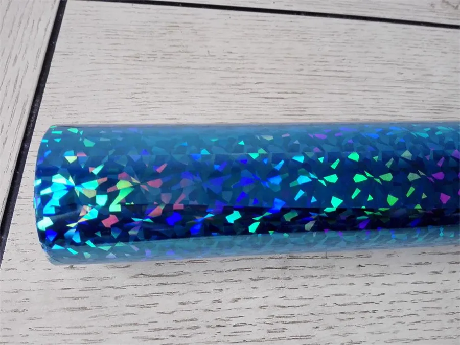 Hot stamping foil  holographic foil sky blue color broken glass pattern hot press on paper or plastic heat transfer film