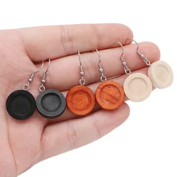 Aiovlo 20pcs/lot Blank Wood Cabochon Earring Base and Stainless Steel Hook Earrings Settings Fit 12mm for Diy Jewelry Findings