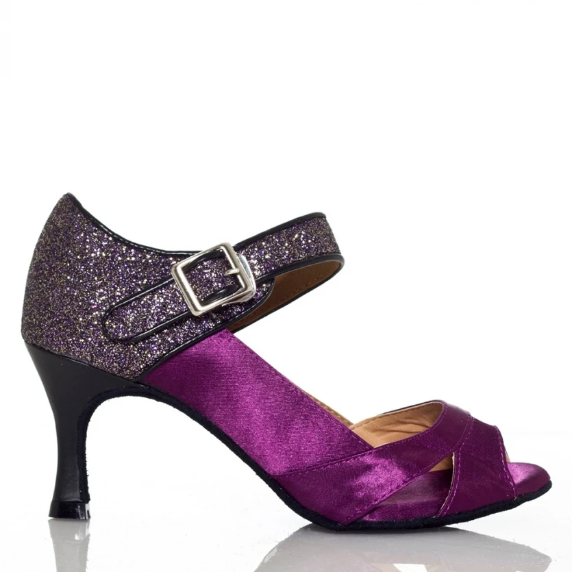 Sapatos de dança glitter para mulheres, salto alto, sapatilhas salsa, sapatos de dança, pele preta, salsa, meninas