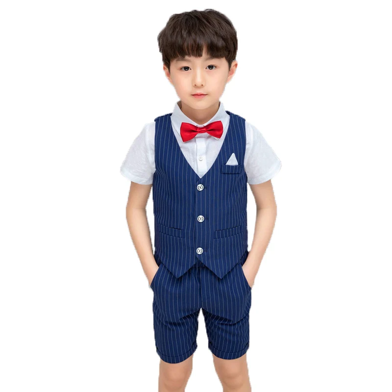 

Kids 2PCS Vest+Shorts Clothing Set Gentleman Wedding Dress Party Wear Boys Formal Suit Children's Day Graduation Tuxedo Costume