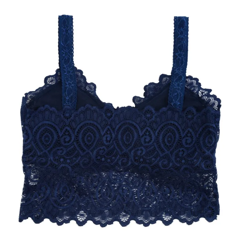 Sexy Women Lace Crochet Bralette Bralet Bra Bustier Crop Top Floral Cami Padded Tank Tops Modal Full Cup Wire Free Bras