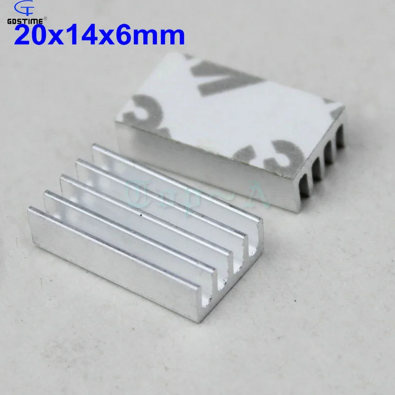 

500pcs Gdstime 20mm x 14mm x 6mm Extruded High Power Aluminium Led Heatsink 20x14x6mm Radiator for chip Electronic with 3M Tape