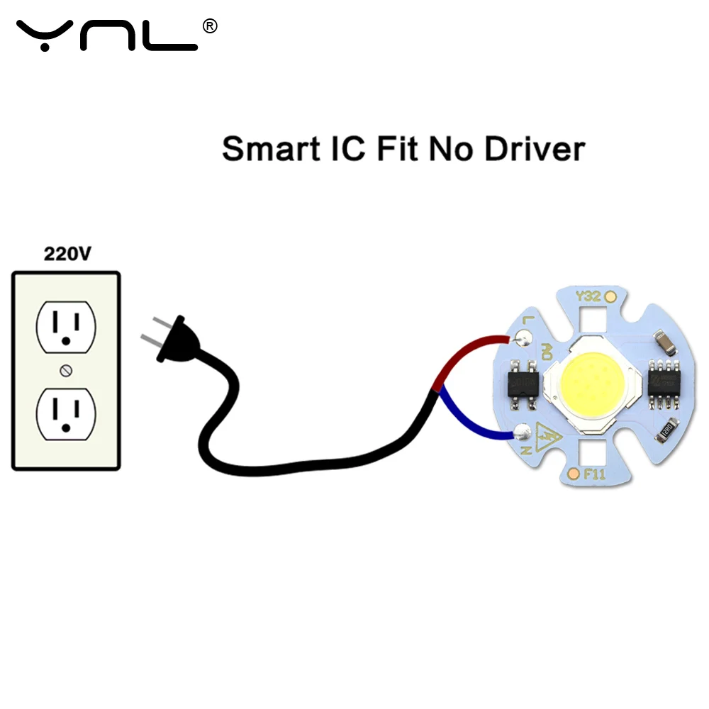 5Pcs Chip Smart IC LED COB Chip 3W 5W 7W 9W 220V Y32 For DIY LED Light Bulb Downlight Spotlight Need Not Lighting Transformer