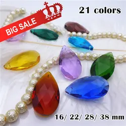 pear shape pendant crystal water drop bead 16/22/28/38 mm earring necklace diy accesories mix color chandelier glass lamp part