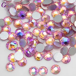 Strass rosa chiaro AB retro piatto Non Hotfix Glitter Art Design pietra, forniture per decorazioni per indumenti 3d fai-da-te, gemma per unghie