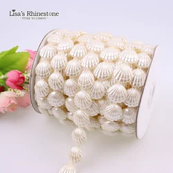 17mm 0.6 yard Shell Ivory Craft Imitation Pearl Beads Cotton Line Chain DIY Garland Wedding Party Decoration Accessory