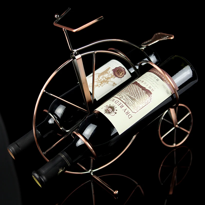 Creative Retro Iron Art Bicycle Model Wine Rack Decor Metal Bike Bottle Holder Baware Utility Craftworks Ornament Accessories