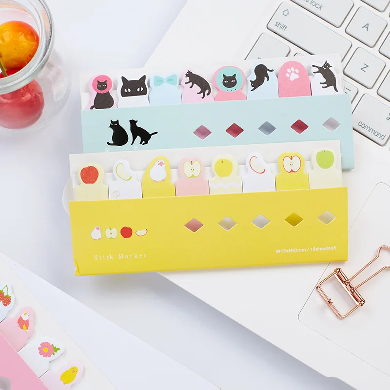 1pcs Cartoon Sticky Note Post Stick Marker Memo Stickers Bookmark Cute Animal Cat Dog Stationery Office School Supplies A6754