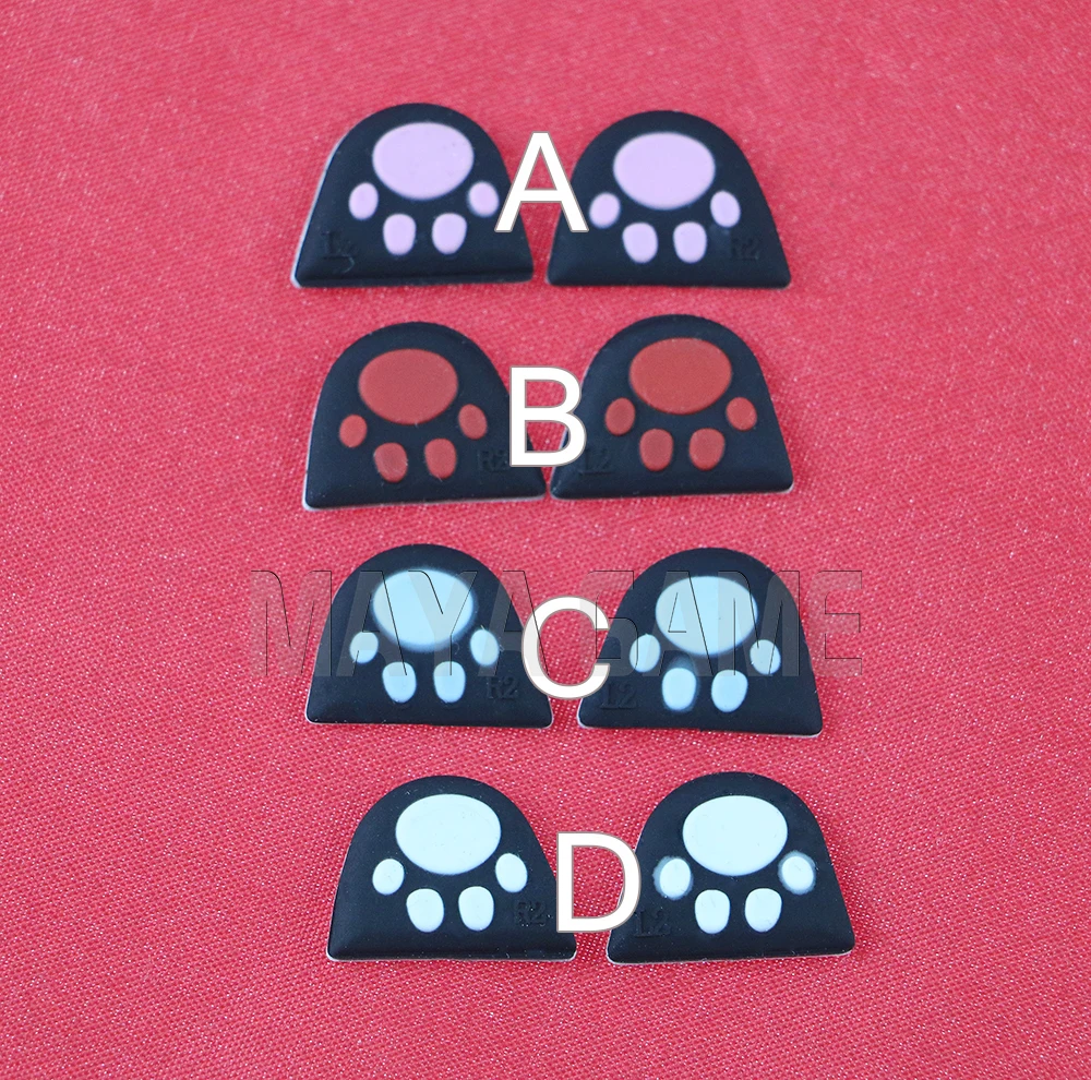 2sets=4pcs Cat Paw Custom Design Silicone Trigger Key Sticker Case Cap Adhensive for PS4 Controller L2 R2 Button Cover