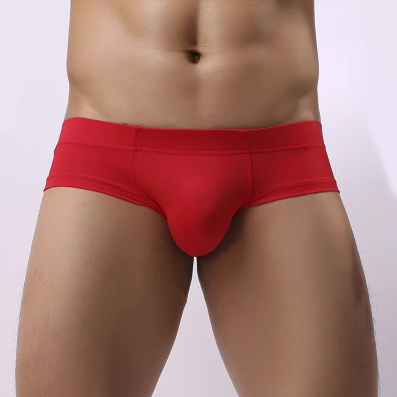 Ropa interior Sexy de algodón para hombre, calzoncillos cortos de cintura baja, sólido, transpirable, bolsa convexa en U, Cueca, M-XXL