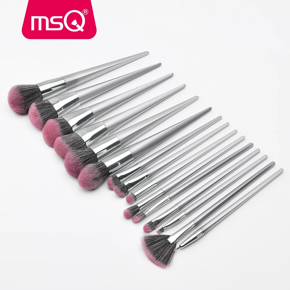 MSQ Luxury 15pcs Pro Makeup Brushes Set Foundation Eye Liner Contour Make Up Brush Kits Gradient Synthetic Hair Resin Handle