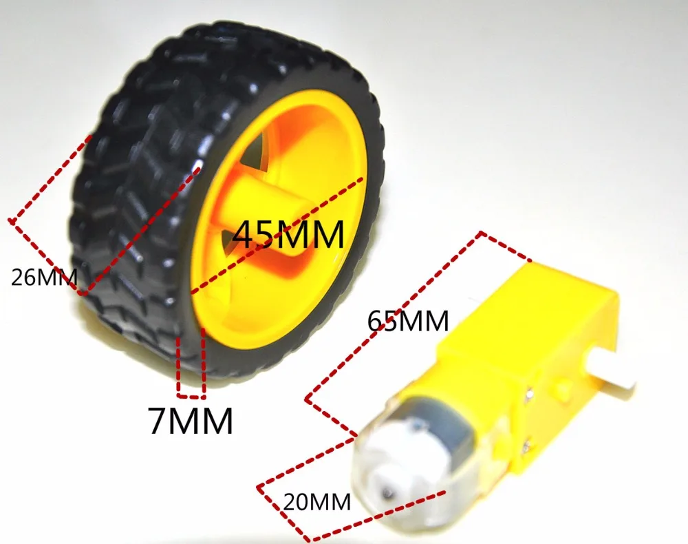 Silnik TT + 130 Silnik z kołem Inteligentny robot samochodowy Silnik przekładniowy do Arduino DC3V-6V DC Silnik przekładniowy Inteligentne podwozie samochodu Zestaw zabawek