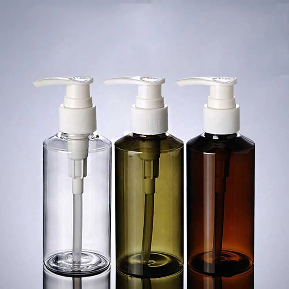 

100pcs/lot cosmetic container 150ml clear/amber/green lotion bottle with pump