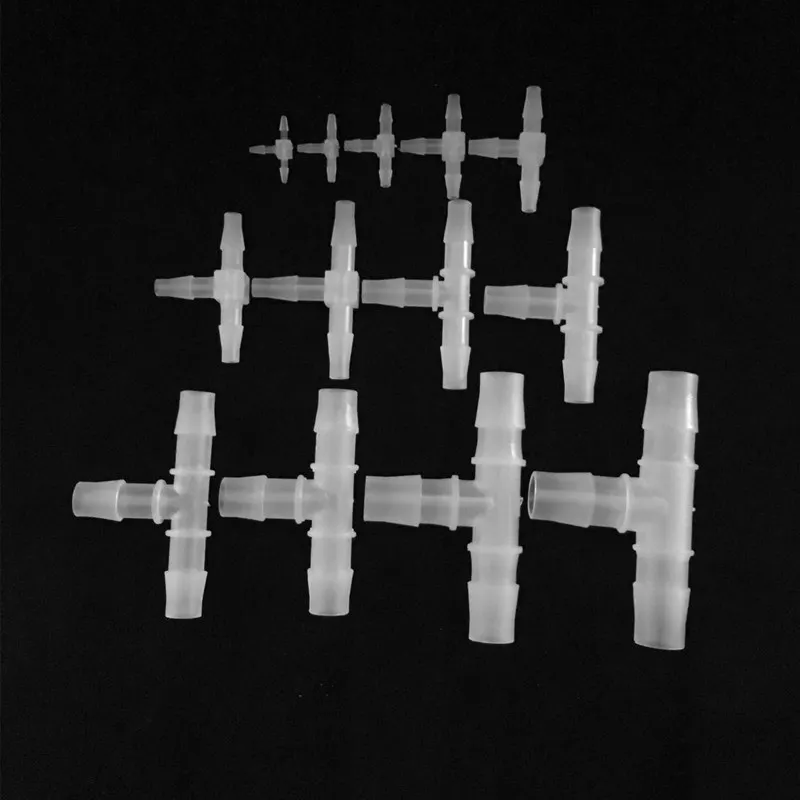 5Pcs/Pack 1.6mm-15.8mm PP Plastic Equal Tee Connector For Soft Hose Joint Adapter