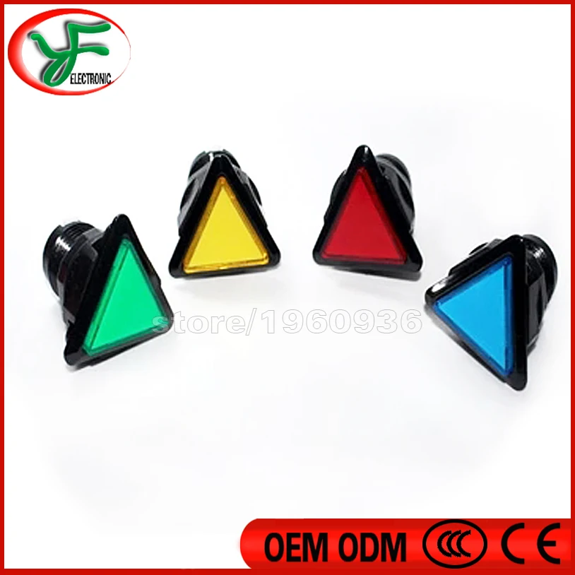 Panel Mount SPST Green Triangle Cap Momentary Game Push Button Switch