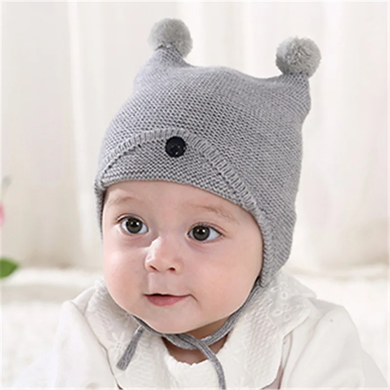 Mother Kids Baby Clothing Accessories Hats Caps Unisex Winter Knitted Infant Toddlert Beanies Dual Pompoms Free Size Beanie