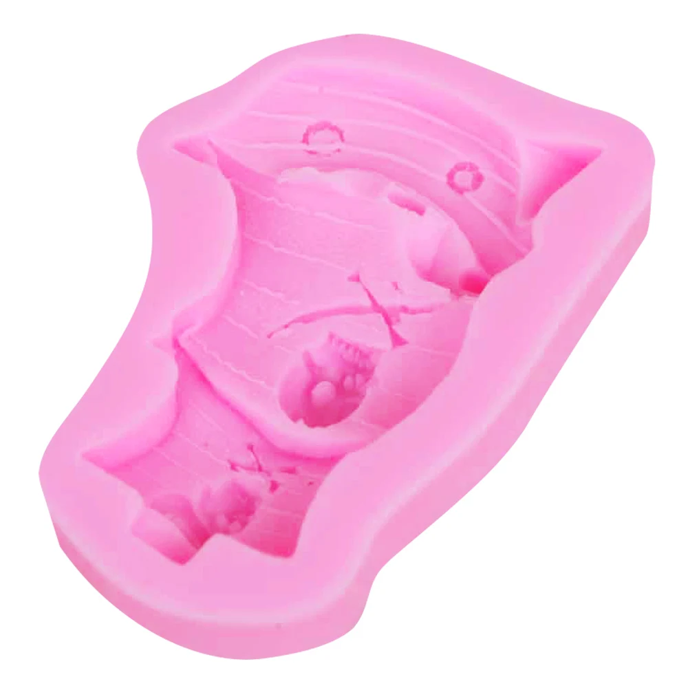 Epoxy UV Resin F1169  Pirate Ship Skull Skeleton Silicone Mold Cake Decoration Fondant Cake 3D Mold Food Grade Silicone Mould